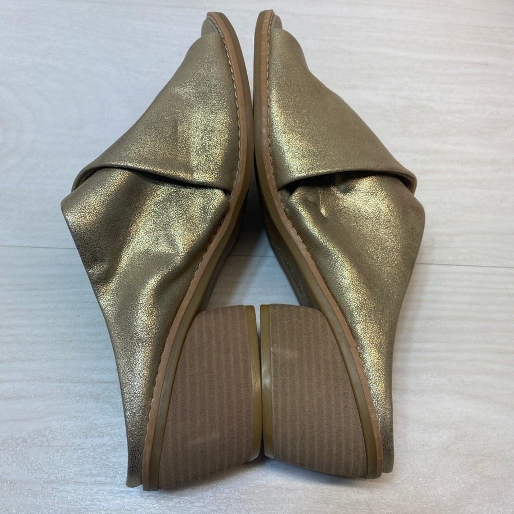 Eurosoft Womens 9 Cidney Mules Crisscross Gold Metallic Block Heel Slide Sandals - Picture 3 of 8